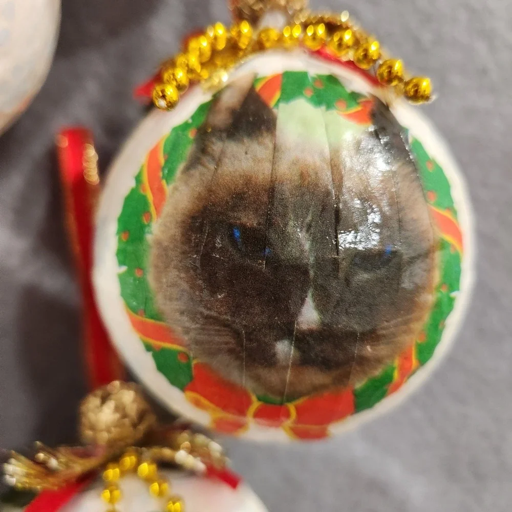 Set of 7 Handmade Cat Christmas Ornaments 3